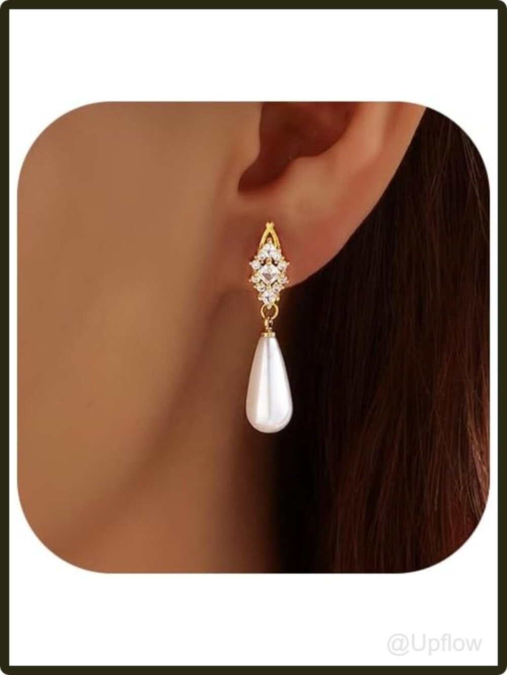 Pearl Drop Earrings Women's 14k Gold Plated Zircon Hypoallergenic Bridal Wedding